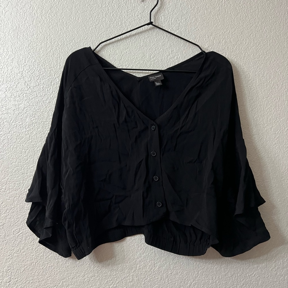 Free press cropped button down top xl